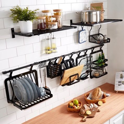 Cozy Kitchen Decor, Kitchen Accessories Design, Countertops Ideas, Tiny Kitchen Design, Kitchen Shelving, Kabinet Dapur, Nice Ideas, Small Kitchen Decor, Kitchen Decor Ideas