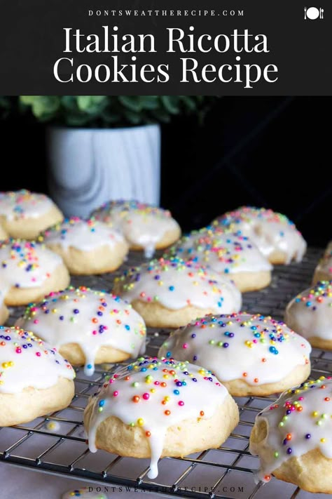 Crumb Cookies, Ricotta Recipes Dessert, Italian Christmas Desserts, Italian Holiday Cookies, Ricotta Cookies Recipe, Italian Cookie Recipe, Candy Cookies Recipes, Italian Christmas Cookie Recipes, Italian Ricotta Cookies