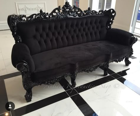 Rococo Sofa, Gothic Decor Bedroom, Goth Bedroom, Gothic Interior, Gothic Room, French Baroque, Gothic Bedroom, Sofa Black, Gothic Furniture