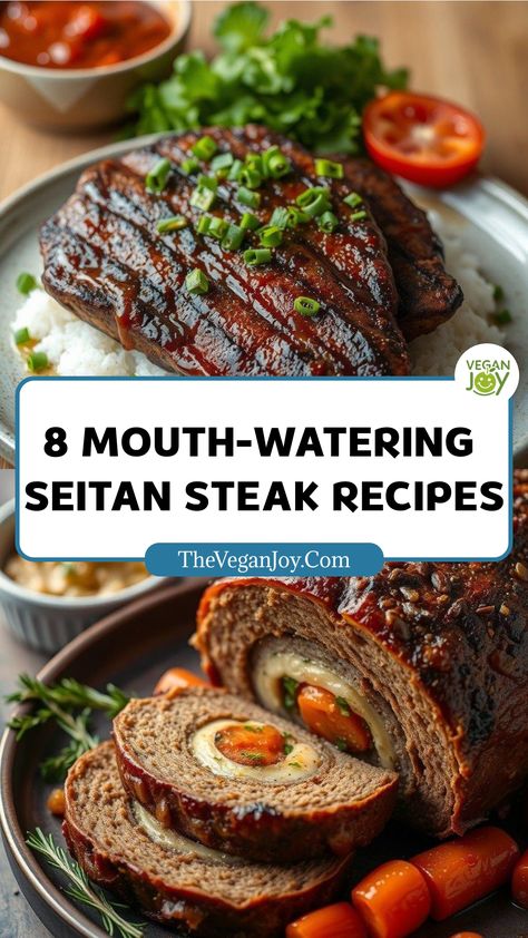 Guilt-free indulgence: 8 seitan steaks for your next dinner party Seitan Recipes Dinners, Seitan Steak, Seitan Chicken, Swiss Roll Cakes, Vegan Banana Muffins, Ube Recipes, Seitan Recipes, Vegan Steak, Vegan Coleslaw