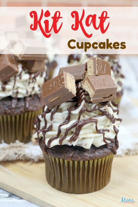 Kit Kat Dessert, Kit Kat Cupcakes, Kit Kat Recipes, Fancy Cupcakes, Candy Cupcake, Gourmet Cupcakes, Cupcake Flavors, Cupcakes Recipe, Köstliche Desserts