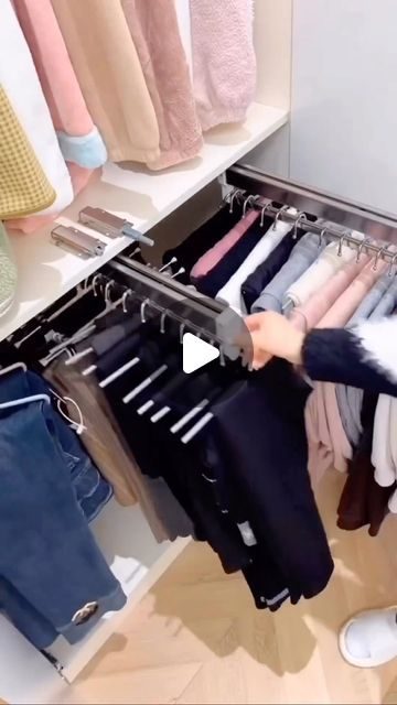 Maximize Your Space, Pull Out Hangers Closet, Maximising Wardrobe Space, Inside A Wardrobe, Home Interior Organization, Pants Hanger Ideas Closet Space, Room For Clothes Ideas, Top Of Wardrobe Storage Ideas, Hanger Wardrobe Ideas