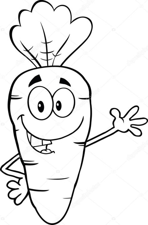 Carrot Drawing, Nursery School Activities, Outline Pictures, Vegetable Coloring Pages, Carrot Colour, Photo Black And White, Pumpkin Coloring Pages, Tree Coloring Page, Coloring Supplies