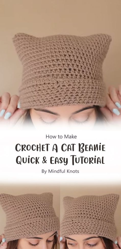 The “Crochet A Cat Beanie” tutorial by Mindful Knots is a beginner-friendly crochet project that guides you through creating an adorable cat-themed beanie. Whether you’re new to crochet or looking for a quick and charming project, this tutorial has you covered. Free Crochet Cat Ear Hat Patterns, Crochet Hat Ideas Free Pattern, Crochet Hat With Cat Ears Free Pattern, Kitten Hat Crochet, Crochet Cat Head Free Pattern, Crochet Cat Hat Beanie Free Pattern, Free Cat Beanie Crochet Pattern, Crochet Ear Beanie, Cat Ears Beanie Crochet Pattern