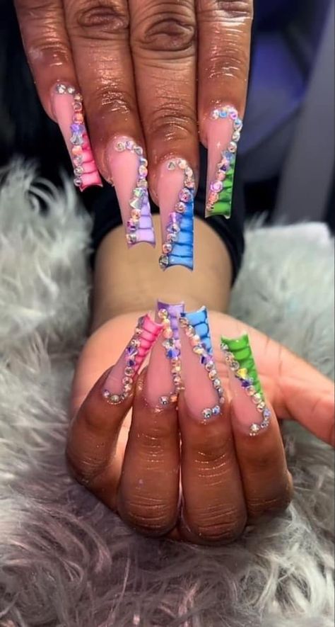 Grey Acrylic Nails, Nails Bright, Long Acrylic Nail Designs, Dope Nail Designs, Short Square Acrylic Nails, Long Acrylic Nails Coffin, Acrylic Nails Coffin Pink, Long Square Acrylic Nails, Unique Acrylic Nails