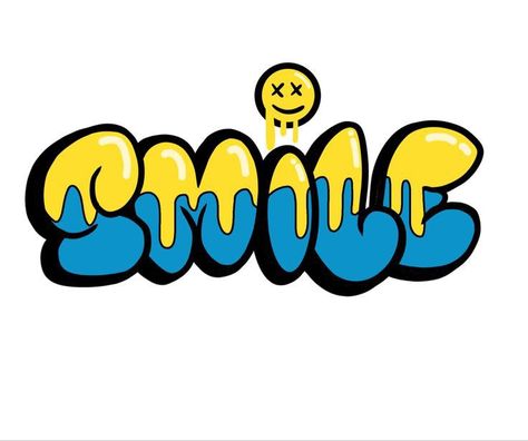 Graffiti Logo Design, Digital Graffiti, Graffiti Logo, Smiley, Balayage, Graffiti, Logo Design, Yellow, Blue