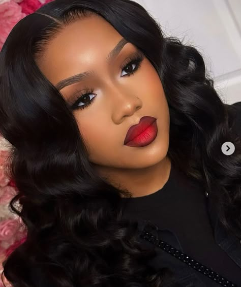 Red Makeup Looks, Maquillage Yeux Cut Crease, Birthday Makeup Looks, Gold Makeup Looks, Natural Glam Makeup, Wedding Makeup Tutorial, Red Lip Makeup, Makeup For Black Skin, Birthday Makeup