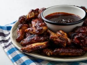 Smoky Rubbed Chicken Wings with Honey, Bourbon, and Molasses Sauce Recipe | Chris Santos | Food Network Mint Food, Wings Sauce, Recipes With Soy Sauce, Honey Soy Chicken, Honey Bourbon, Grilled Chicken Wings, Soy Chicken, Honey And Soy Sauce, Honey Soy