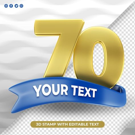 70 years 3d seal in gold with blue band | Premium Psd #Freepik #psd #birthday-badge #birthday-label #anniversary #70th Gold And Black Background, Birthday Badge, 1st Wedding Anniversary, Anniversary Logo, Logotype Design, Anniversary Invitations, 70th Anniversary, Badge Design, Color Vector