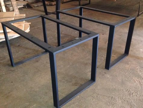 3x1 hot rolled steel tubing u-shaped leg bases #custommetaltablebases Steel Tube Ideas, U Shaped Coffee Table, Meja Industrial, Coffee Tables With Storage, Urban Industrial Decor, Hot Rolled Steel, Leather Coffee Table, Tables With Storage, Office Table Design