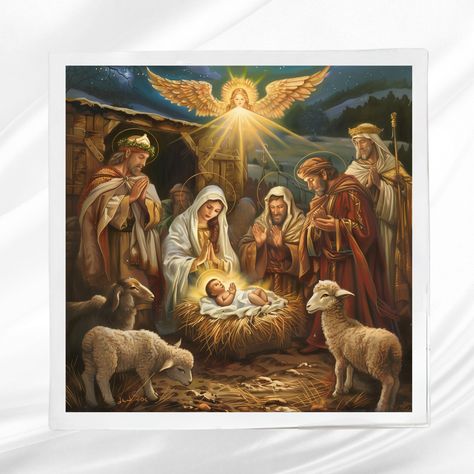 Nativity Scene Fabric Panel ~ Christmas Crafting Fabric ~ Square Fabric Panel for Sewing Projects by RemysFabricArt on Etsy Beginners Quilt, Valor Quilts, Christmas Fabric Panels, Christmas Quilt Blocks, Panel Ideas, Nursery Room Art, Fabric Panel Quilts, Square Fabric, Memory Quilts