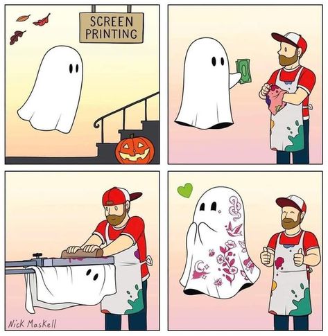 Forever Fall & Halloween🎃🍁 | 👻Artist: Nick Maskell Art👻 | Facebook Wil Wheaton, Halloween Costumes For Couples, Top Memes, Animal Games, Tag Art, Funny Comics, Style Board, Funny Cute, Fall Halloween