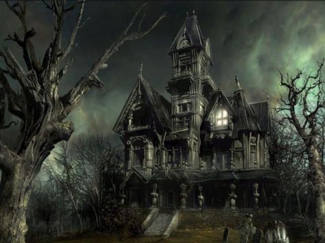 An eerie looking haunted house. Haunted House Stories, Halloween Desktop Wallpaper, Scary Houses, Hd Widescreen Wallpapers, Creepy Houses, Spooky Places, Spooky House, Widescreen Wallpaper, Horror House