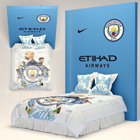 Man City Bedroom Ideas, Manchester City Bedroom, City Bed, Man City Football, City Bedroom, Indie Bedroom, Child Bedroom, مانشستر سيتي, Man City