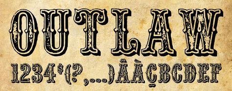 fabulous fonts - Outlaw by Billy Argel. Cause we all gotta get our 'west' on at one time or nuther. Western Font Tattoo, Western Lettering, Sign Lettering Fonts, Cowboy Font, Outlaw Tattoo, Higher Art, Western Font, Western Tattoos, Hand Lettering Inspiration