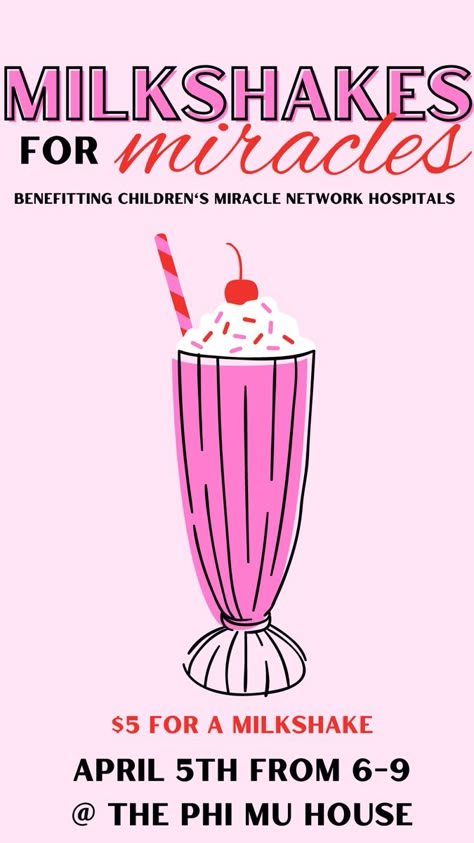 Sorority Philanthropy Events, Phi Mu Graphic, Phi Mu Philanthropy, Zta Philanthropy, Sisterhood Ideas, Sisterhood Events, Children's Miracle Network Hospitals, Philanthropy Events, Pink Party Theme