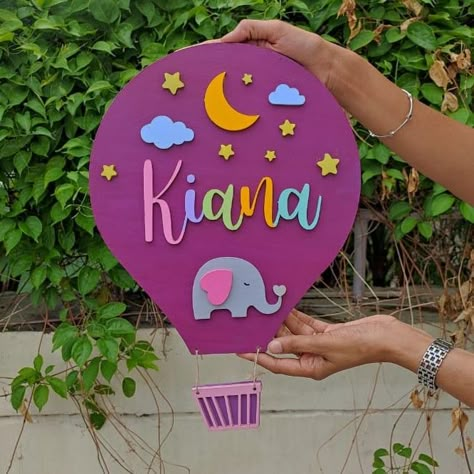 Mdf Crafts Handmade Home Decor, Diy Nameplate, Kids Art Party, Christmas Crafts Sewing, Wooden Name Plaques, Door Name Plates, Name Board, Name Decorations, Name Plate Design