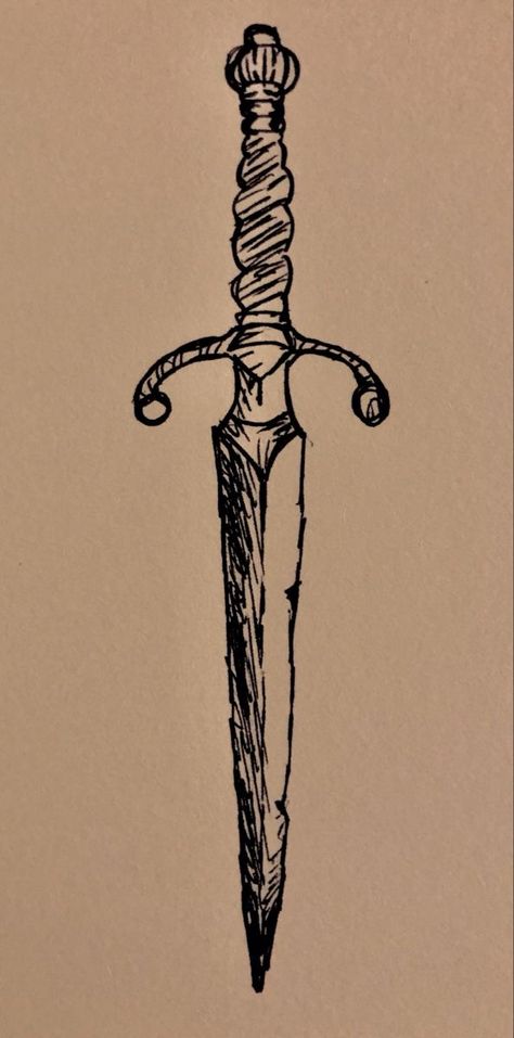 Sketches Of Swords, Knife Tattoo Thigh, Aesthetic Knife Tattoo, Dagger Thigh Tattoos Women, Knife Tattoo Simple, Dagger Arm Tattoo, Knife Draw Sketches, Medieval Drawings Sketch, Medieval Sketches