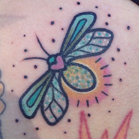 Maya Tattoo, Firefly Tattoo, Botanical Tattoos, Fire Fly, Bug Tattoo, Kawaii Tattoo, Tatuaje A Color, Tattoo Portfolio, Dragonfly Tattoo