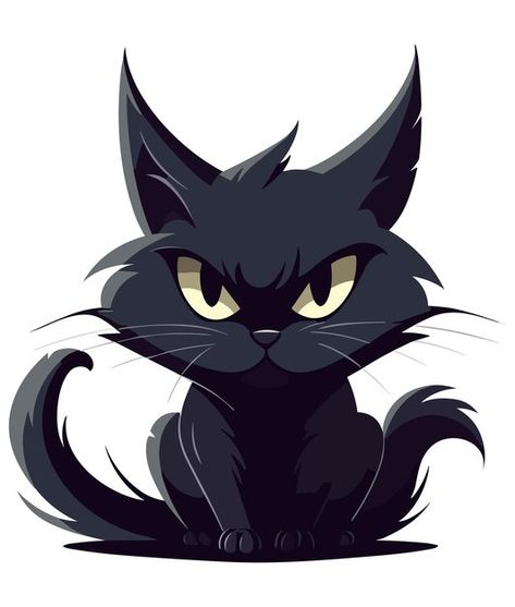 Vector mysterious black cat design black... | Premium Vector #Freepik #vector #clipart #black-cat #cartoon-cat #cat-cartoon Cartoon Cat Drawing, Black Cat Illustration, Black Cat Design, Painted Rock Animals, Cat Vector, Cat Clipart, Rock Painting Patterns, Halloween Drawings, Pet Rocks