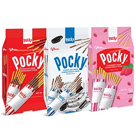 Amazon.com: Pocky Sticks Japanese Snacks Pocky Variety Pack of 3 Asian Snacks - Poky Stix Strawberry, Chocolate, Cookies, and Cream Asian Candy by Grateful Grocer : Grocery & Gourmet Food Pocky Sticks, Asian Candy, Bite Size Cookies, Cream Candy, Chocolate Liquor, Asian Snacks, Strawberry Cookies, Strawberry Chocolate, Japanese Candy