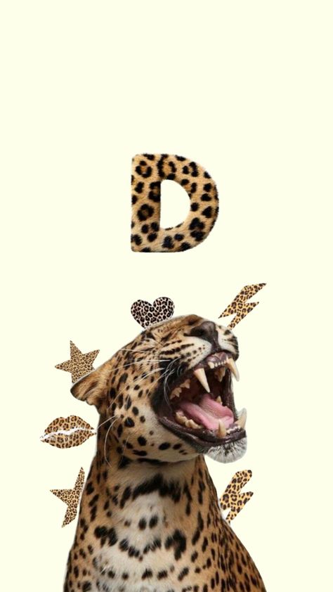 Leopard D initial!! Leopard Print Wallpaper, D Initial, Vintage Cartoon, Print Wallpaper, Leopard Print, Iphone Wallpaper, Hello Kitty, Kitty, Animals