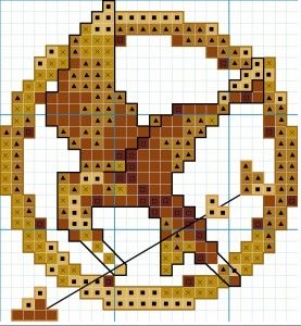 mockingjay cross stitch Mockingjay Pin, Geeky Cross Stitch, Knitting Squares, Nerd Crafts, Cross Stitch Books, Pola Kristik, Crochet Cross, Cross Stitch Ideas, Perler Patterns