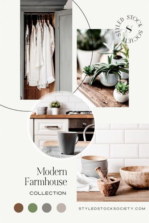 In the name of the home decor gods HGTV and Joanna Gaines, we present our Modern Farmhouse Collection! So strap on your boots and get ready to be inspired by the modern farmhouse decor of your dreams. All the genre's big hitters are here, from reclaimed wood walls and butcher block countertops to creamy white porcelain sinks and tubs! We guarantee you’ll fall in love with this collection whether you’re an interior designer, an avid DIYer, or a lover of all things modern farmhouse style. Modern Farmhouse Mood Board, Farmhouse Mood Board, Decorating Your Office At Work, Farmhouse Photography, Rustic Branding, Small Office Interior Design, Gorgeous White Kitchen, Porcelain Sinks, Gorgeous Farmhouse