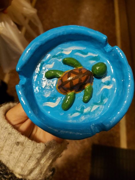 Clay Ashtray Ideas Easy, Air Dry Clay Ideas Ashtray, Asbak Clay, Air Dry Clay Ashtray Ideas, Air Dry Clay Ashtray Diy, Clay Ash Tray Diy, Air Dry Clay Ashtray, Ash Tray Clay, Turtle Ashtray