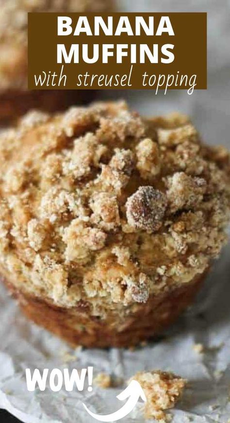 Banana Crumble Muffins, Whole Wheat Banana Muffins, Wheat Banana Muffins, Banana Streusel Muffins, Banana Crumble, Moist Banana Muffins, Crumb Muffins, Banana Crumb Muffins, Banana Nut Muffins