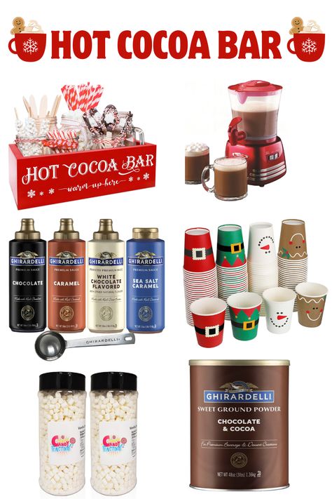 Create your own cozy winter wonderland with the ultimate Hot Cocoa Bar! ☕🍫✨ Unveil the magic with a charming hot cocoa bar tray, indulge in the rich flavors of Ghirardelli Hot Cocoa Mix, elevate your experience with Ghirardelli Drizzle Toppings, froth up some warmth with a Milk Frother, and sip in style from adorable holiday cups. Top it all off with a snowy mountain of marshmallow goodness! ❄️🎁✨Cheers to the perfect sip! #HotCocoaBar #WinterMagic #CozyCup #HolidayEntertaining Hot Cocoa Bar Tray, Holiday Cocoa Bar, Hot Chocolate Bar For Large Crowd, Thanksgiving Hot Cocoa Bar, Thanksgiving Hot Chocolate Bar, Hot Cocoa Bar For Party, Hot Cocoa Bar Aesthetic, Got Cocoa Bar, Hot Cocoa Bar Kids