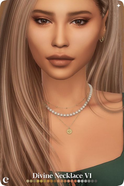 The Sims 4 Sims, North Star Pendant, Bead Necklaces, Big Pearl, Coin Pendant Necklace, Cc Sims, Sims 4 Cc Finds, Long Straight Hair, The Sims4