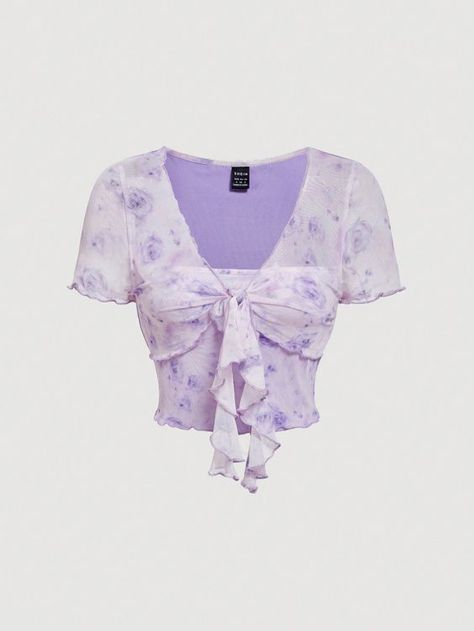 Cute Clothes Purple, Lavender Corset Top, Lavender Outfit Ideas Casual, Cute Purple Shirts, Pink Shirts Aesthetic, Purple Shirts Women, Cute Shein Clothes, Cute Aesthetic Tops, Lilac Clothes