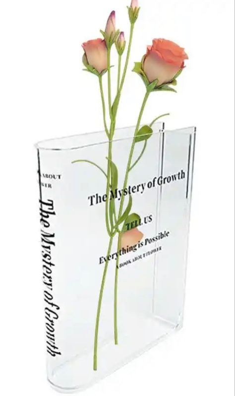 Book Flower Vase, Cute Bookshelves, Book Vase, Clear Book, Coin Jar, Unique Flower Vases, Minimalist Book, Vase Transparent, Acrylic Vase