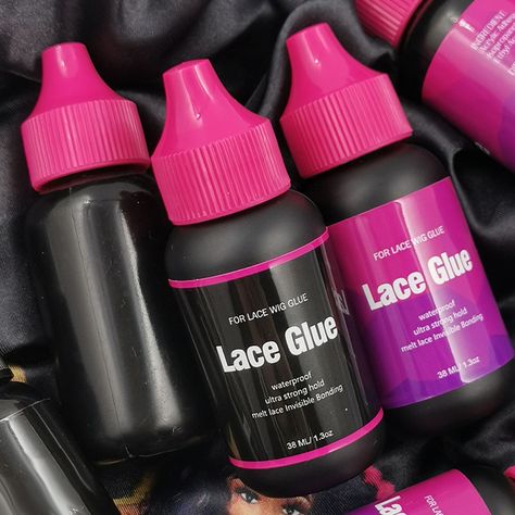 Private label black bottle Waterproof Ultra Strong Hold Wig Glue skin protector Primer Wig adhesive Melt Lace Glue #laceglue #lacewig #laceadhesive #meltglue Makeup Studio Decor, Lace Wig Glue, Lace Glue, Wig Glue, Hair Extension Tools, Black Bottle, Logo Samples, Paper Case, Business Hub