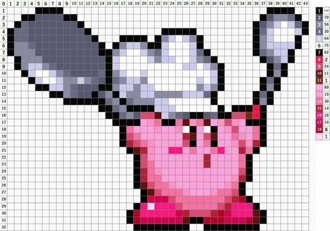 Kirby Embroidery Pattern, Pixel Art Kirby, Kirby Cross Stitch, Easy Pixel Art, Pixel Art Templates, Pixel Drawing, Diy Perler Bead Crafts, Pixel Art Grid, Pix Art