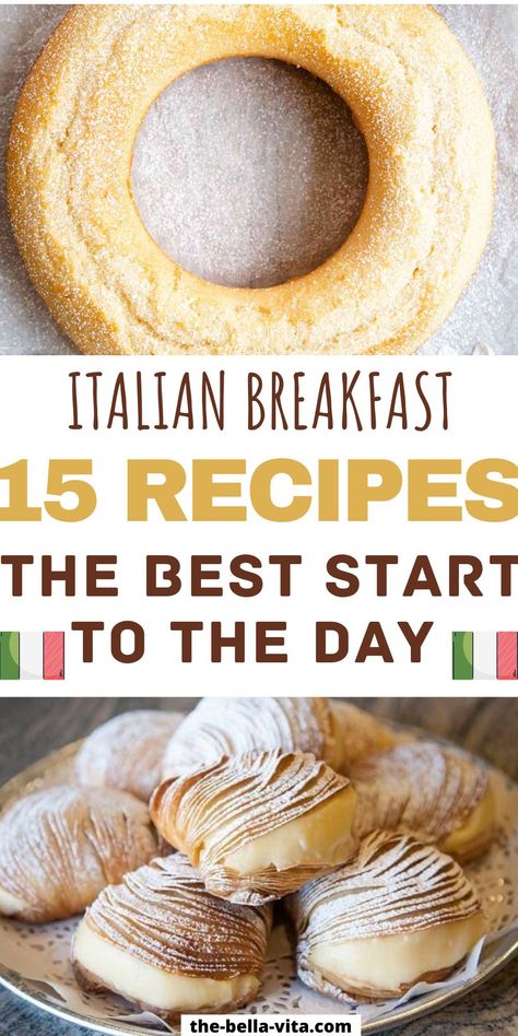 Italian Breakfast Recipes, European Breakfast, Italian Bakery, Italian Breakfast, Italian Pastries, Summer Breakfast, Sicilian Recipes, Breakfast Pastries, Italian Recipes Authentic