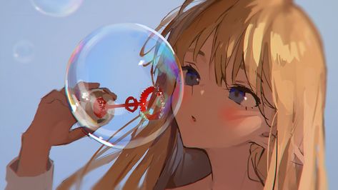 Characters Inspiration Drawing, Blowing Bubbles, Romantic Art, Anime Eyes, Dark Anime, Anime Artwork, Anime Background, 그림 그리기, Cute Anime Character