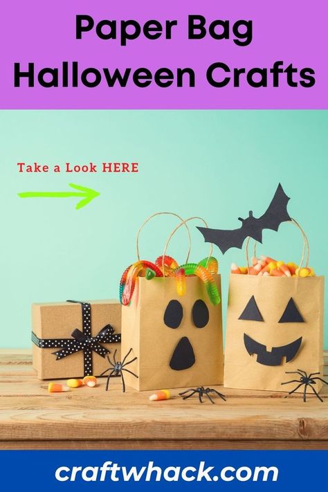 Paper Bag Halloween Crafts, Halloween Paper Bags, Halloween Party Bags, Pumpkin Bag, Up Pumpkin, Light Up Pumpkins, Paper Bag Crafts, Paper Lunch Bags, Halloween Treat Bags