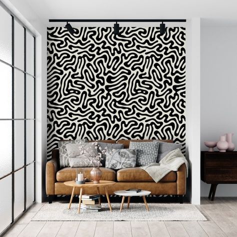 Abstract Wallpaper Black and White Peel and Stick Modern | Etsy Black And White Abstract Wallpaper, Textured Accent Wall, White Abstract Wallpaper, Luxurious Wallpaper, Wallpaper Store, Large Wall Murals, Wallpaper Stores, Wall Paint Designs, Wallpaper Accent Wall