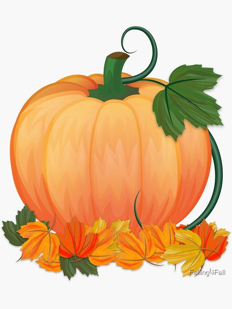 "Pumpkin with vine" Sticker by Falling4Fall | Redbubble Pumpkin With Leaves, Pumpkin Vine Drawing, Pumpkin Leaf, Unicorn Pictures To Color, Unicorn Picture, Pumkin Decoration, Vine Drawing, Pumpkin Vine, Botanical Flowers Print