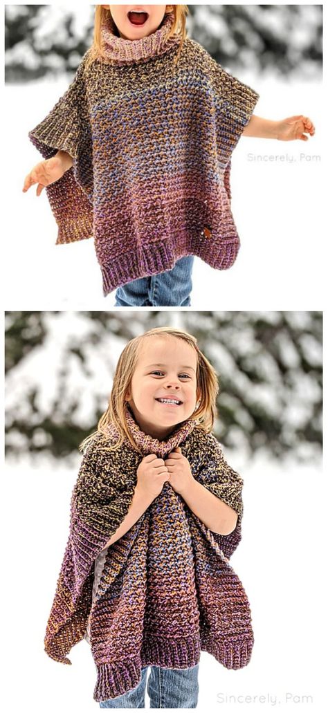 Lucky Penny Poncho Free Crochet Pattern - Free Kids #Poncho; #Crochet Patterns Cute Poncho, Girls Poncho, Baby Poncho, Crochet Poncho Free Pattern, Poncho Crochet, شال كروشيه, Kids Poncho, Crochet Poncho Patterns, Poncho Pattern