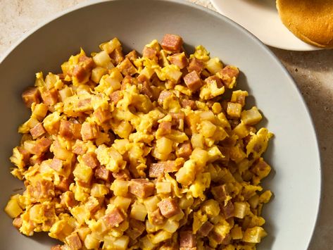 Spam Hash Recipe (3-Ingredient) | The Kitchn Spam Potato Recipes, Kewpie Mayonnaise, Garlic Fried Rice, Hash Recipe, Skillet Dishes, Adobo Chicken, Weekend Breakfast, Pork Sausage, Red Potatoes