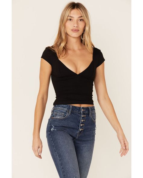 Free People Womens Duo Corset Cami , Black Duo Corset Cami, Womens Western Tops, Boot Barn, Western Tops, Crop Tank Top, Cup Design, Women's Shirts, Get Directions, Sweetheart Neckline