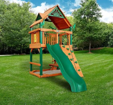 Small Backyard Playsets: The 10 Best Playsets for Small Yards Small Yard Kids, Gorilla Playsets, Backyard Playset, Small Backyards, Play Area Backyard, Backyard Kids Play Area, Backyard Swings, Wooden Playset, Wood Roof