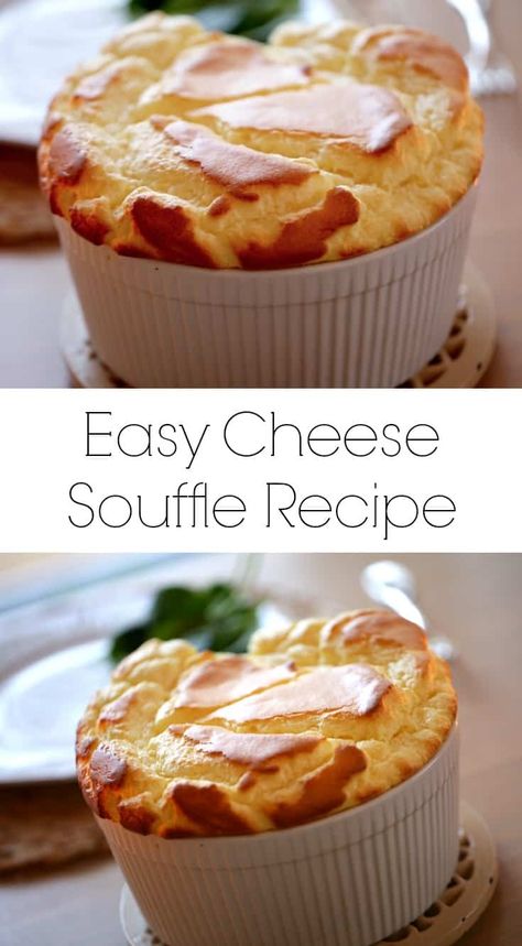 A Cheese Souffle Recipe easy enough for a weeknight meal! Includes recipe video tutorial via @EntWithBeth Cheese Suflet, Egg Suffle Recipe, Sufle Recipe Desserts, Easy Souffle Recipes, Souflee Recipes, Ramekin Souffle, Cheese Souffle Recipe, Souffle Recipes Easy, Cheese Souffle Recipes