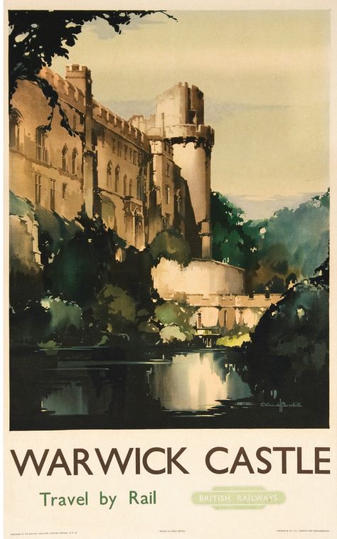 Uk Castles, Warwick Castle, British Railways, Railway Posters, Western Region, Beautiful Castles, Vintage Poster Art, Iconic Landmarks, Uk Travel