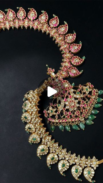 Premraj shantilal jain jewellers on Instagram: "Heritage Jaipur Kundan Two way Mango Haar✨

from 
@premrajshantilaljainjewellers
Comment below to know the price of the jewellery piece

Follow-@premrajshantilaljainjewellers
For Further queries call
📞+91 9169160096

OR

click the following link
👉https://wa.me/919169160096

#premrajshantilaljainjewellers#kundanjewellery#polkijewellery#exclusivjewellery#elegantjewellery#trendingjewellery#polkikundanjewelry#designedbyexperts#handcraftedbyexperts#classyjewellery#royaljewellery#bridaljewellery#polkikundannecklaceset#weddingjewellery#southindianbride#southindianjewellery#southindianwedding#specialasyou#perfectfortheoccasion#polkikundan#polkijewellery#pellikuthuru#telugucelebrities#telugubride#indianjewellery" Mango Haram Designs, Jewellery Long Necklace, Kundan Haram, Premraj Shantilal Jain Jewellers, Mango Haram, Mango Design, Mango Necklace, Gold Long Necklace, Ruby Necklace