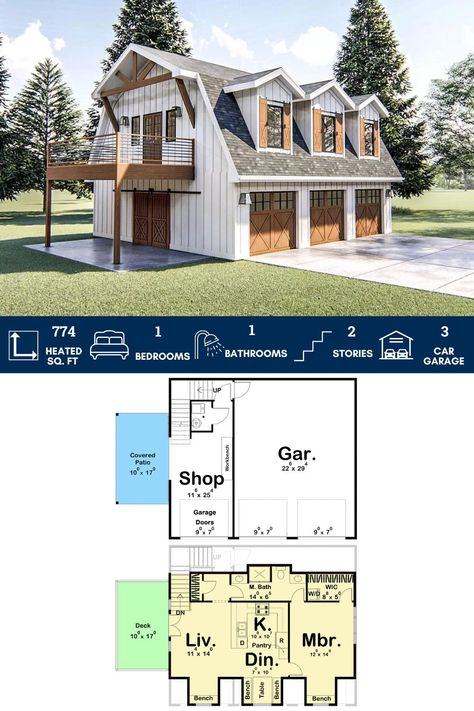 Barn-Style Garage Workshop with Apartment Above Barn With Apartment Above, Workshop With Apartment, Barndominium Workshop, Barn With Apartment, Barn Apartment Plans, Barn Loft Ideas, Barn Style Garage, Barn Apartment, Barn Loft