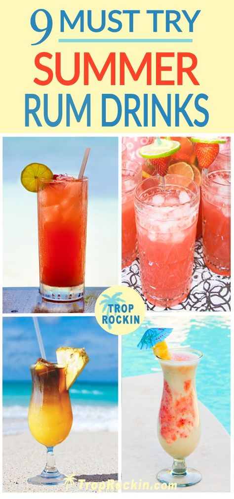 Drinks Made With Rum, Rum Drink Recipes, Summer Rum Drinks, Rum Drinks Recipes, Pool Drinks, Rum Punch Recipes, Yummy Summer Drinks, Good Rum, Tropical Drinks